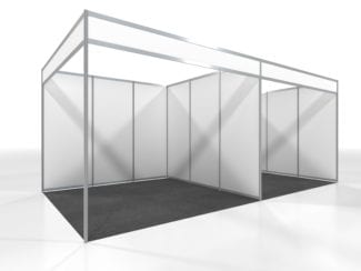 A typical aluminium shell scheme exhibition stand.